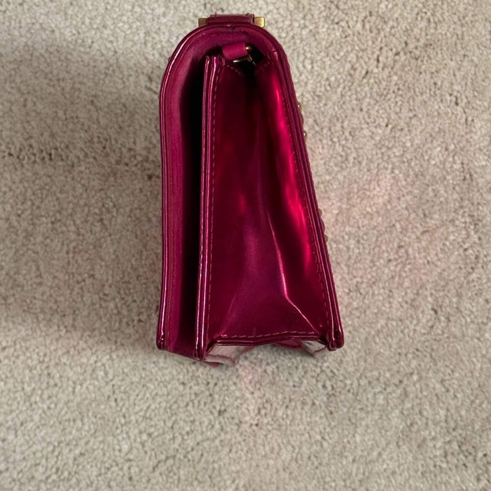 Dior Fuchsia Studded Clutch with Gold Accents - Picture 4 of 7